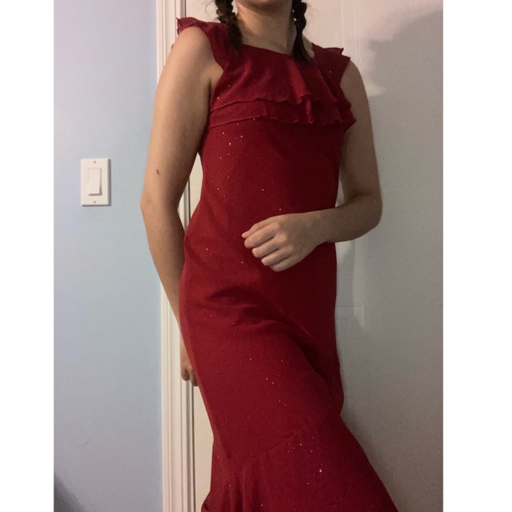NWT Red Sparkly Asymmetrical Dress NEVER WORN
